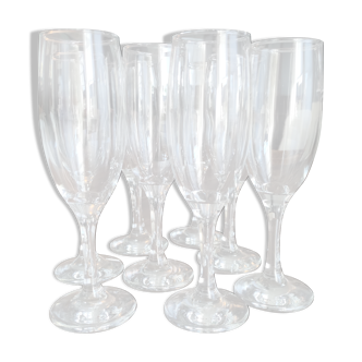 Set of 8 vintage glass champagne flutes