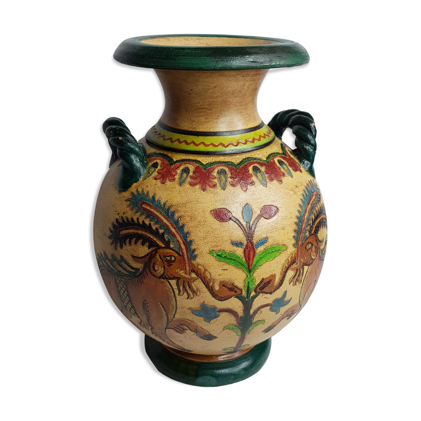 Vase amphore "Arno Montopoli Italia" années 30 au décor de Chimères