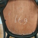 Set of 6 english green bistro chairs and black leatherette seat