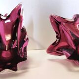Pair of Pink Murano Glass Bonbonnières / Trinket Bowls, Italy