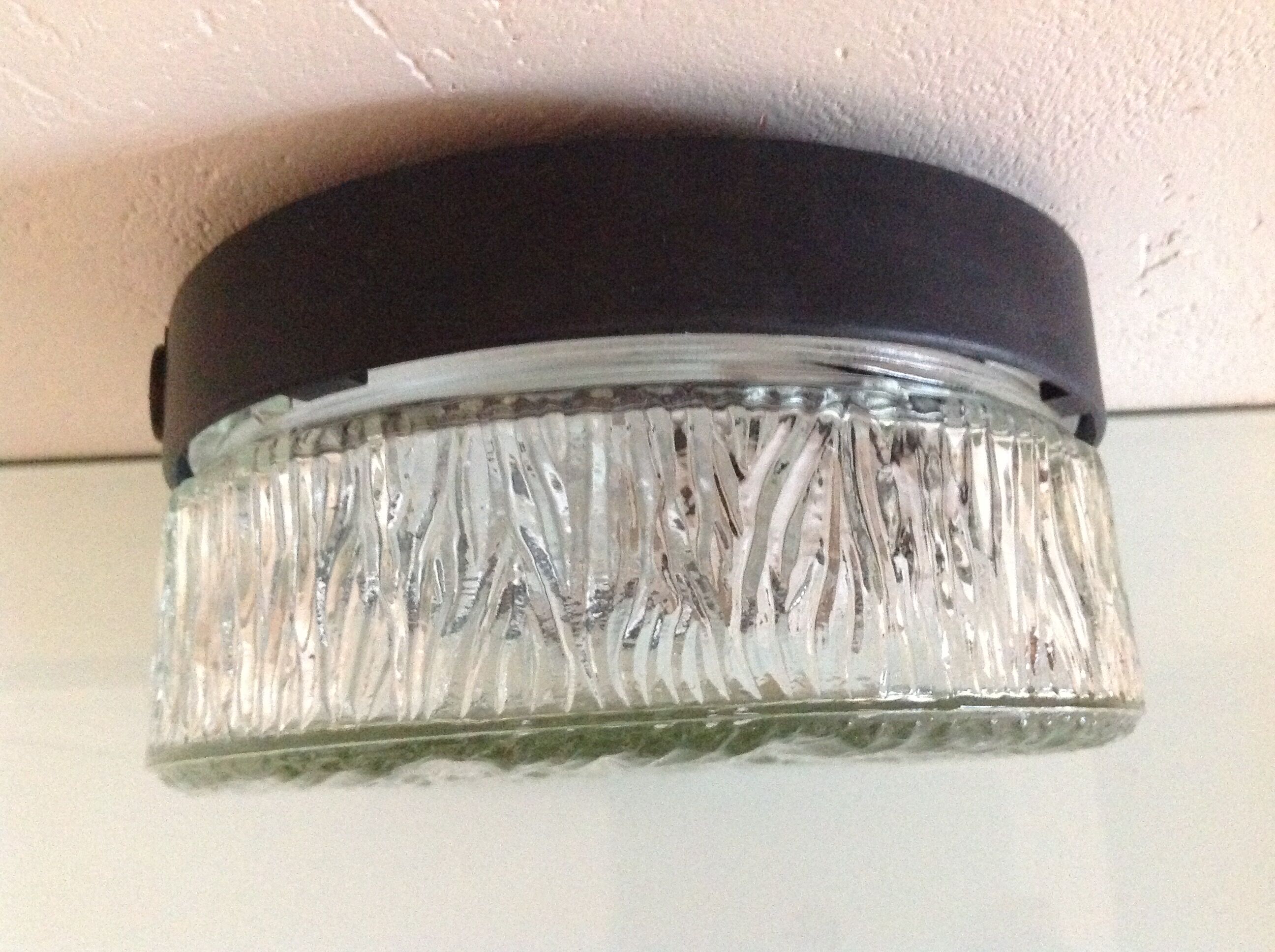 Vintage 60s-70s round ice glass ceiling light