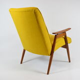 Czech original armchair TON, type 6950, 1960s, yellow, restored