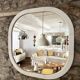 Scandinavian Space Age mirror in patinated white wood, 1970s