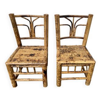 Pair of bamboo children's chairs