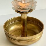 Vintage brass and glass centerpiece candle holder