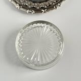Silver metal ramekin with glass insert, ribbons, bows