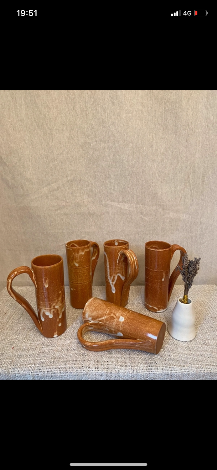5 handcrafted ceramic cups
