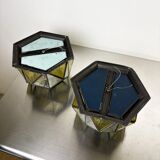 Pair of mid-century cubist blown glass ceiling lights, Germany, 1960s