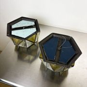 Pair of mid-century cubist blown glass ceiling lights, Germany, 1960s