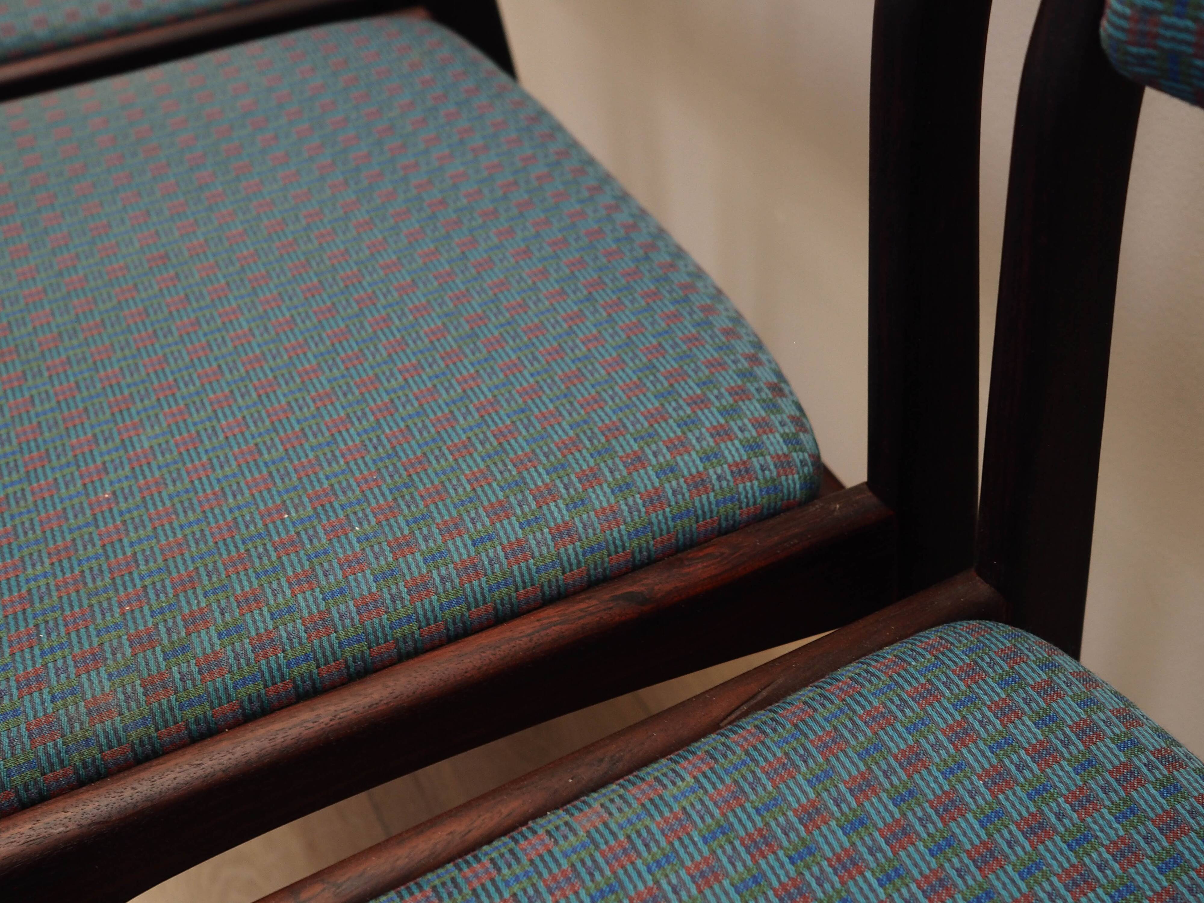 Set of three rosewood chairs, Danish design, 1970s, production: Denmark