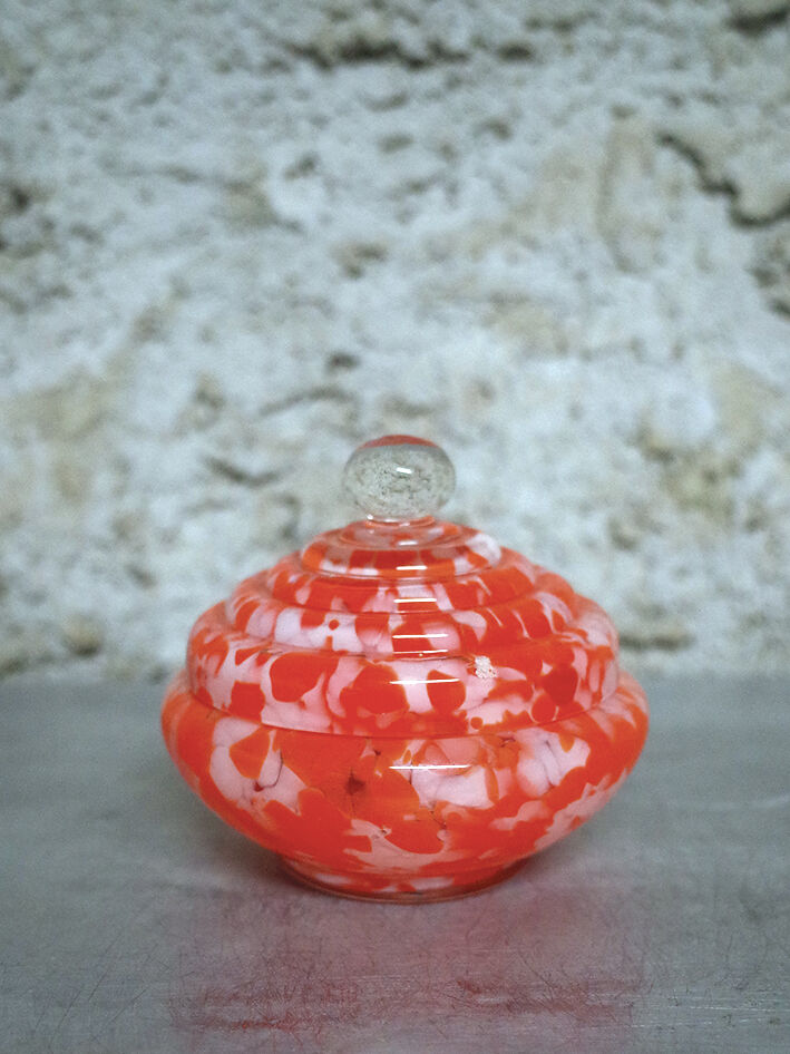 Glass candy maker style Bohemian Czech spatter glass