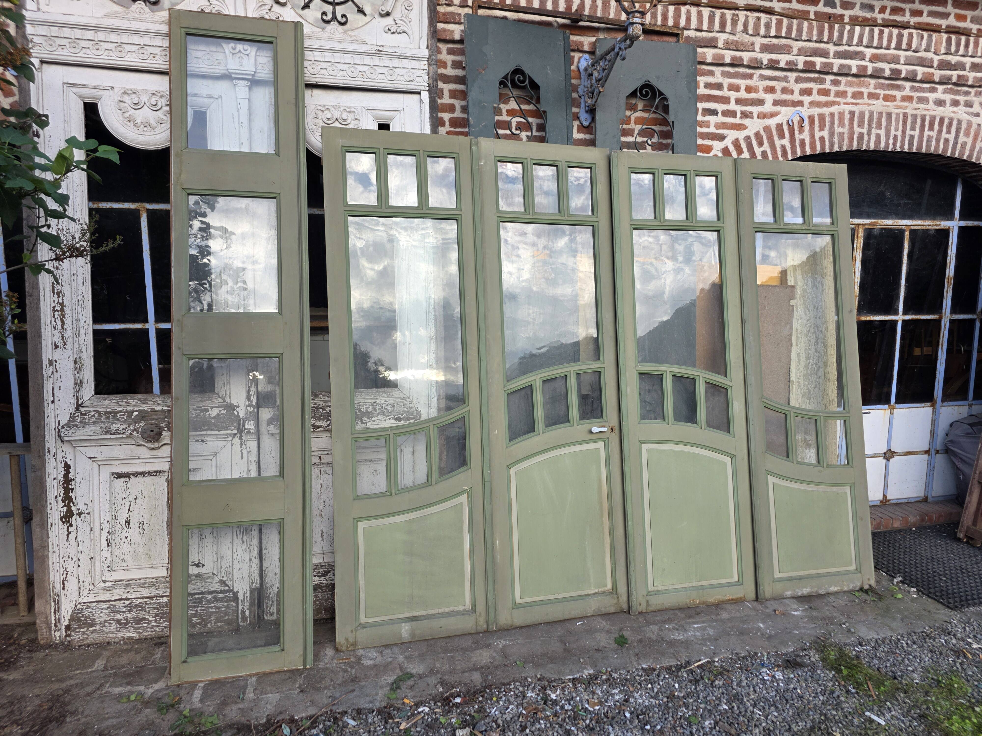 4 Art Nouveau partition doors + transom