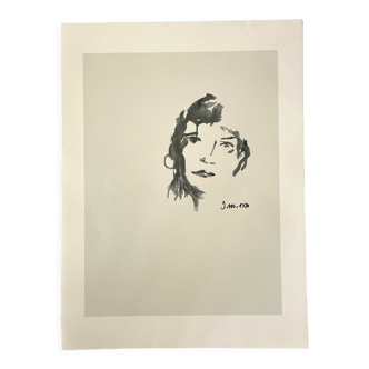 Portrait ink drawing poster