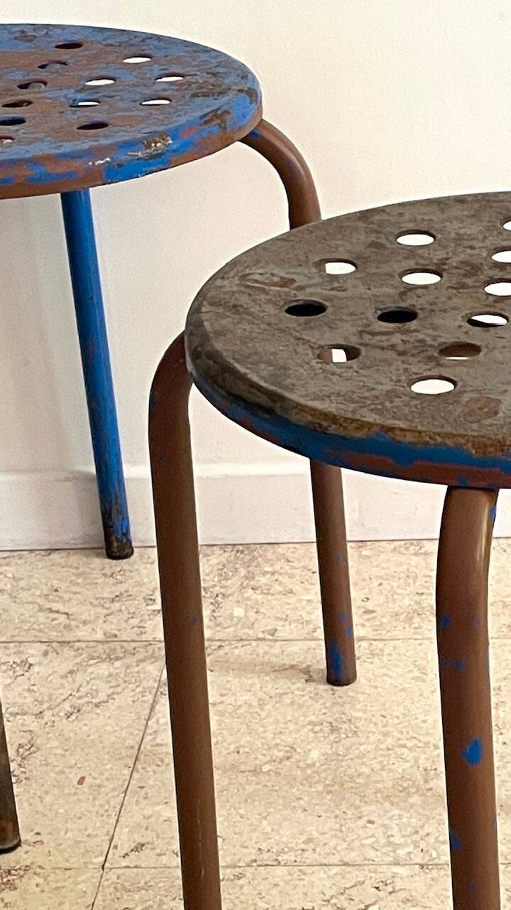 Industrial stool steel patina rusty steel vintage