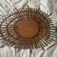 Miroir vintage 1960 soleil rotin style ORTF spirale - 80 x 62 cm