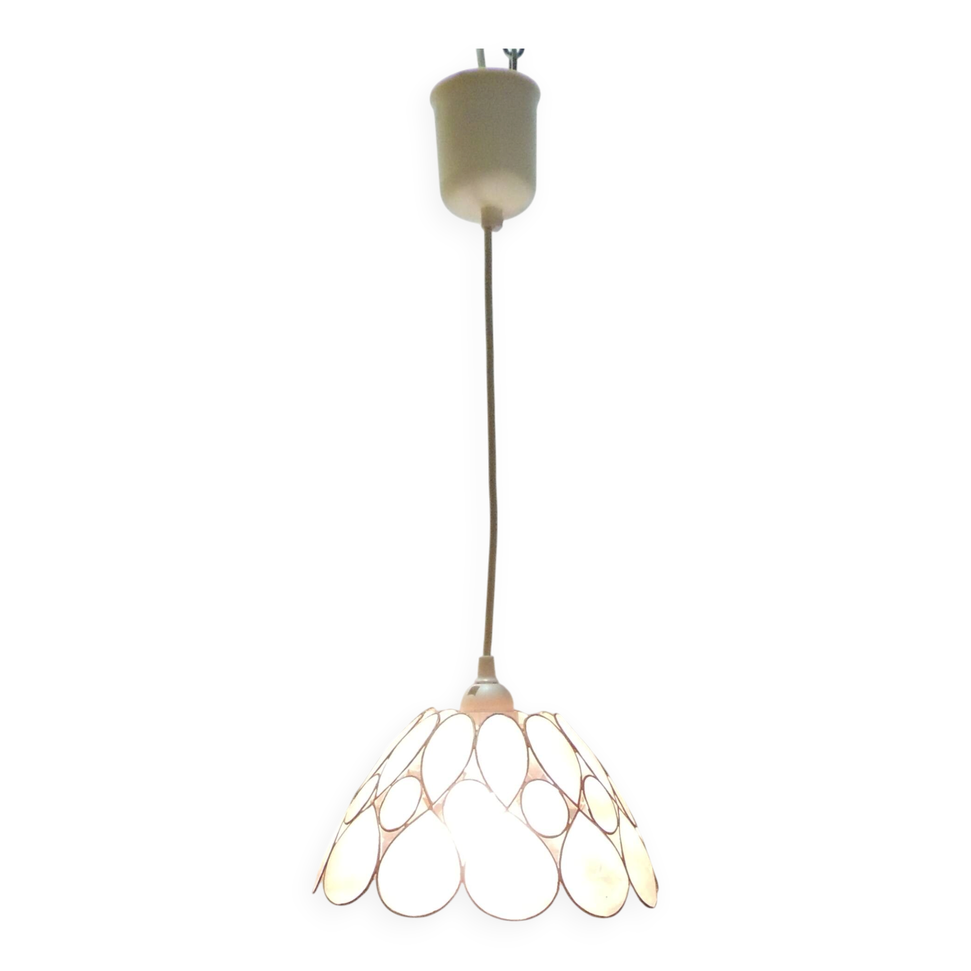 Vintage 1970s shell pendant lamp ceiling light lampshade