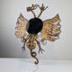Spanish Neogothic Style Gilded Iron Mirror with Two-Headed Dragon