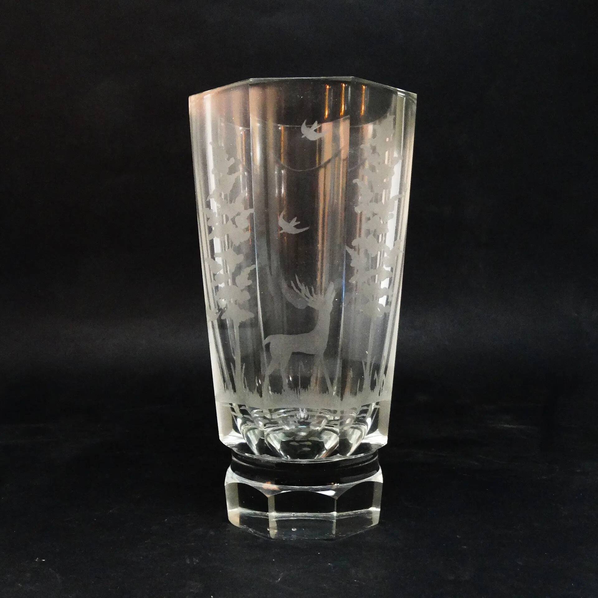 Art Deco vase, crystal, Moser, Czechoslovakia, 1930s