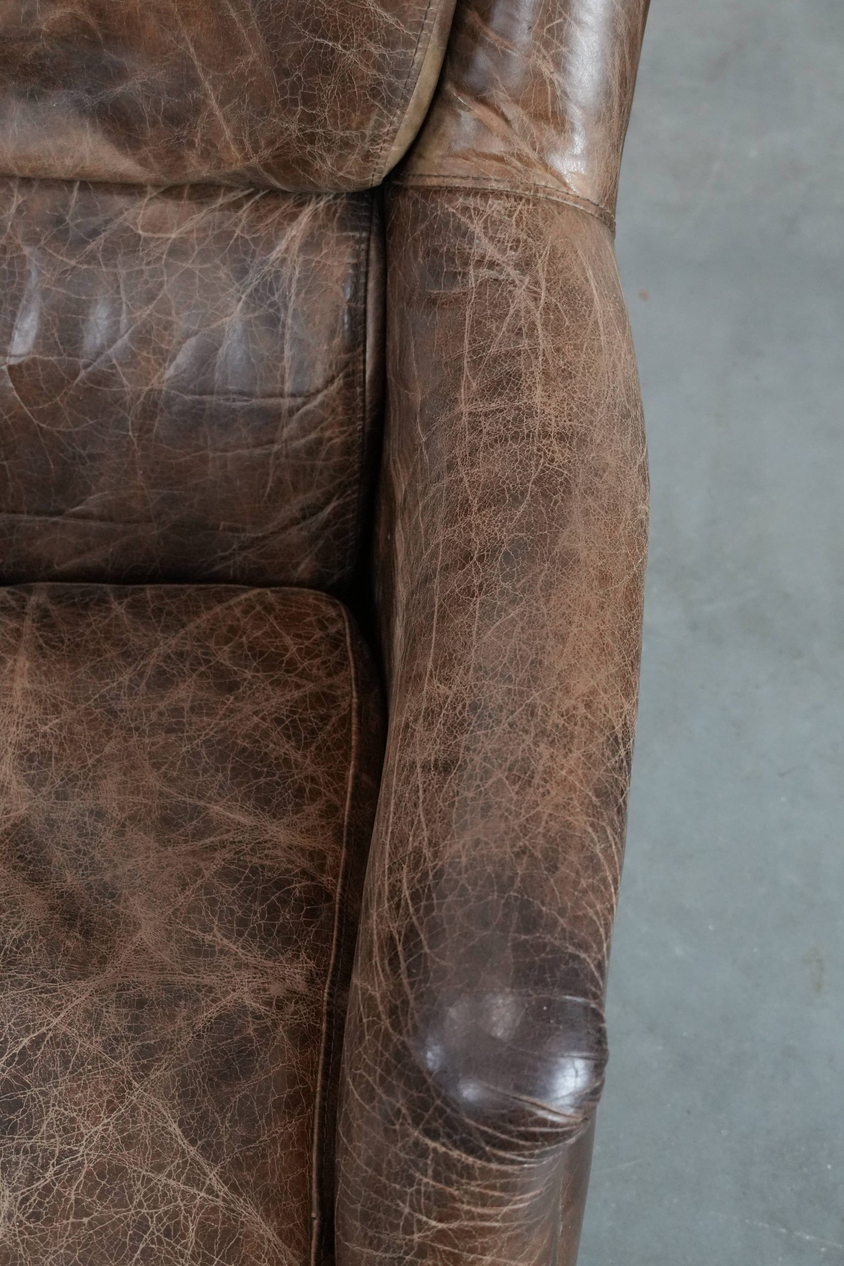 Very comfortable set of two vintage cowhide leather armchairs