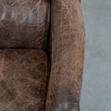 Very comfortable set of two vintage cowhide leather armchairs