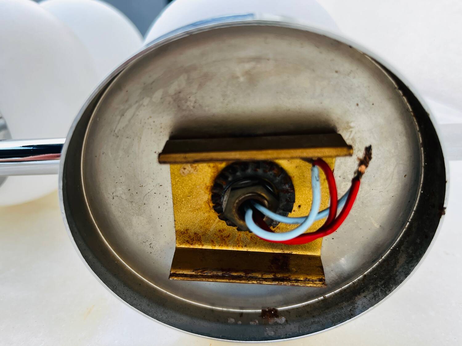 2 vintage double opaline globe wall lights 1960