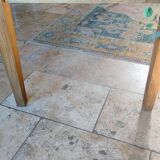 Solid oak farmhouse table with central drawer and extension