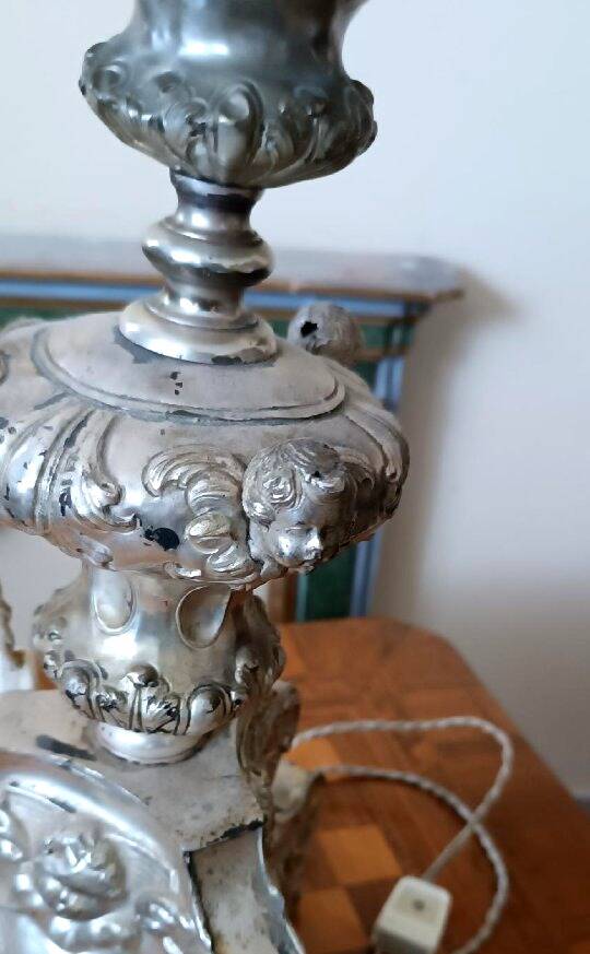 Antique Silver Metal Chandelier, Lamp