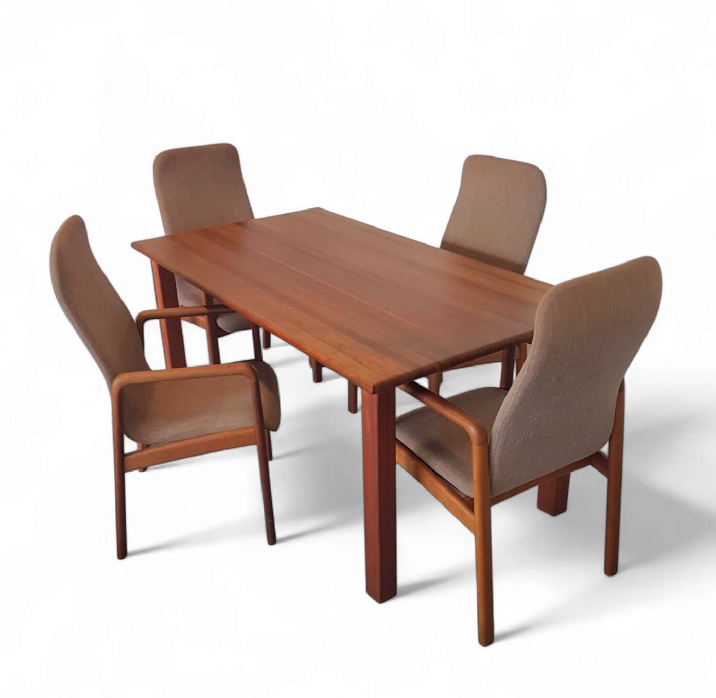 4 x Teak & Fabric Dining Chairs " STUKBAER " from Dyrlund Danmark 1960s