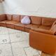 modular sofa of the 70s in tawny leather