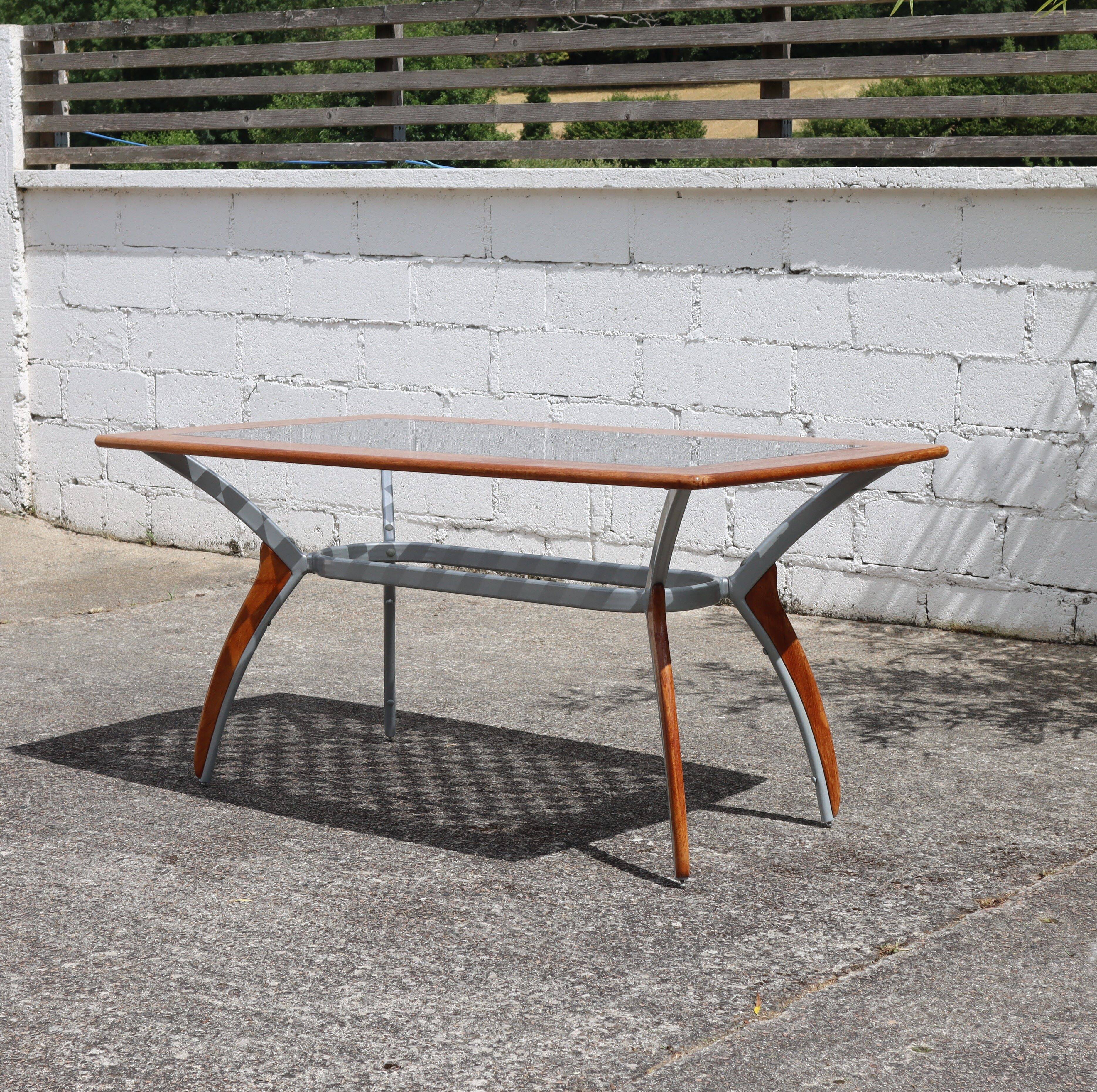 Italian Glass-Wood and Metal Dining Table - Italian Design Dinner Table - 8