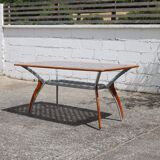 Italian Glass-Wood and Metal Dining Table - Italian Design Dinner Table - 8