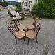 4 vintage Fischel bistro chairs in curved wood and cane