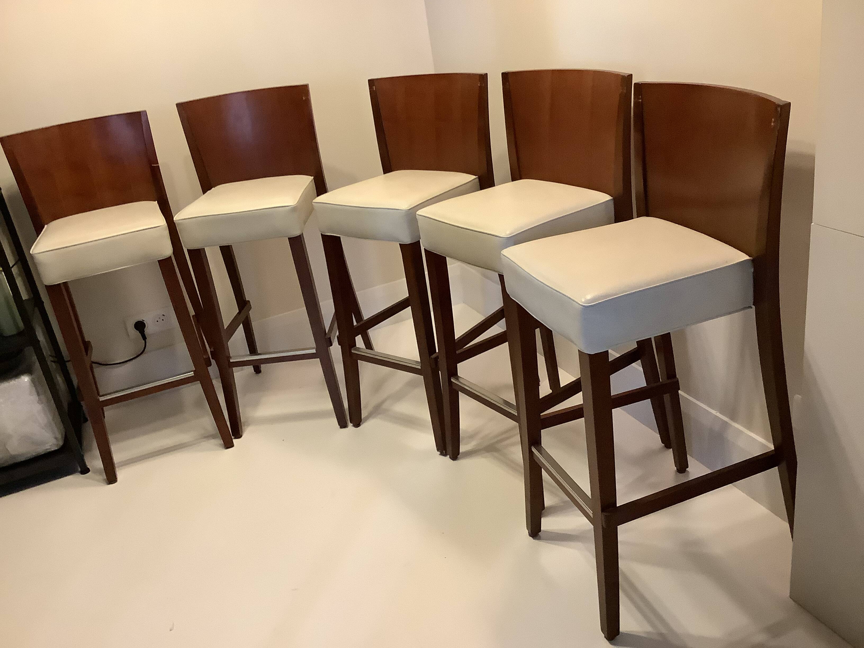 Table Haute Marbre Carrara + 5 Tabourets "Neoz" par Philippe Starck /Draide