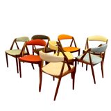 8 Scandinavian design chairs 1960s by Kai Kristiansen in solid teak "