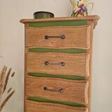 Chiffonnier vert herbarium et bois brut