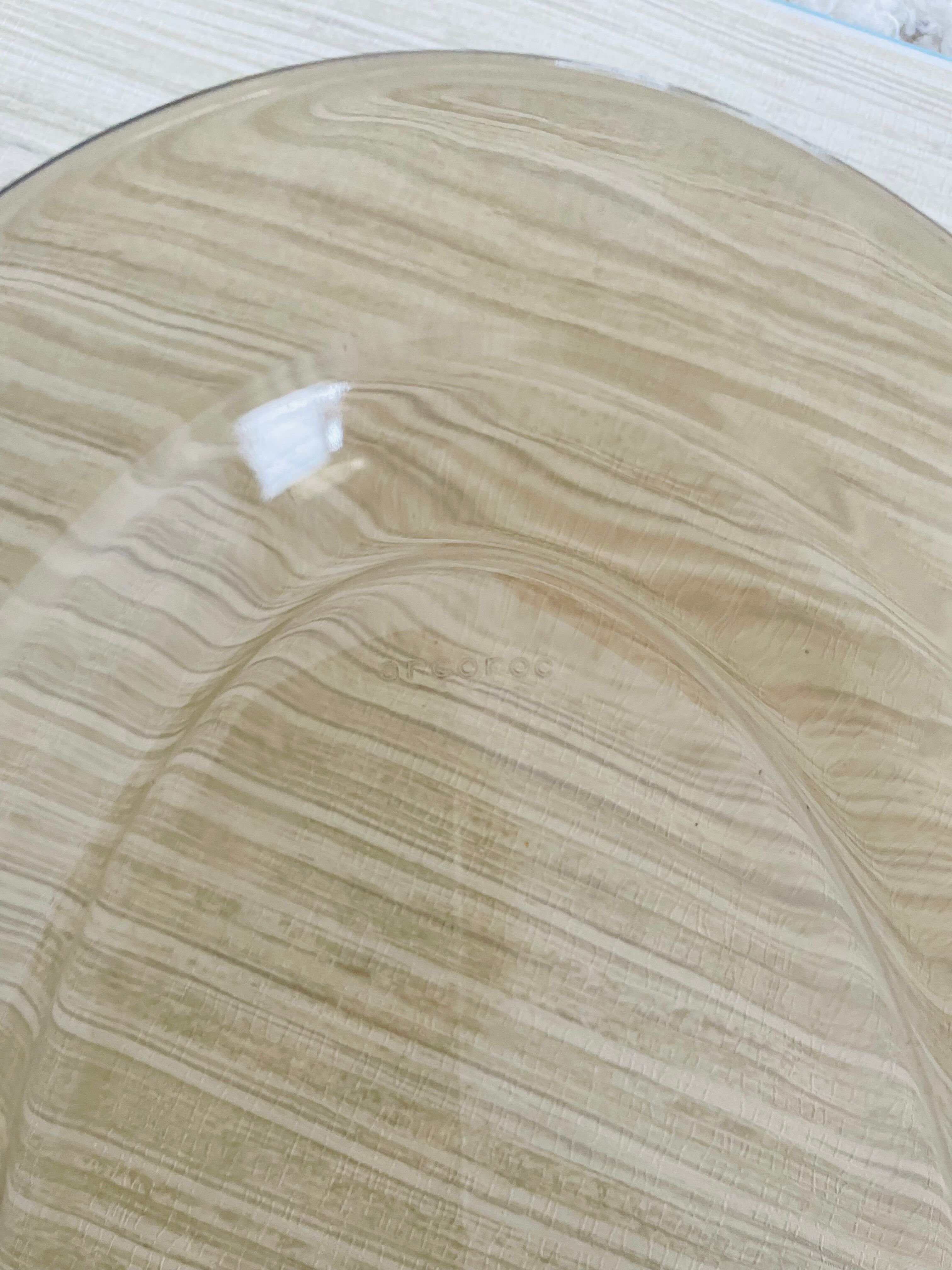 Set of 2 vintage oval dishes in Arcoroc "Shell" smoked glass France