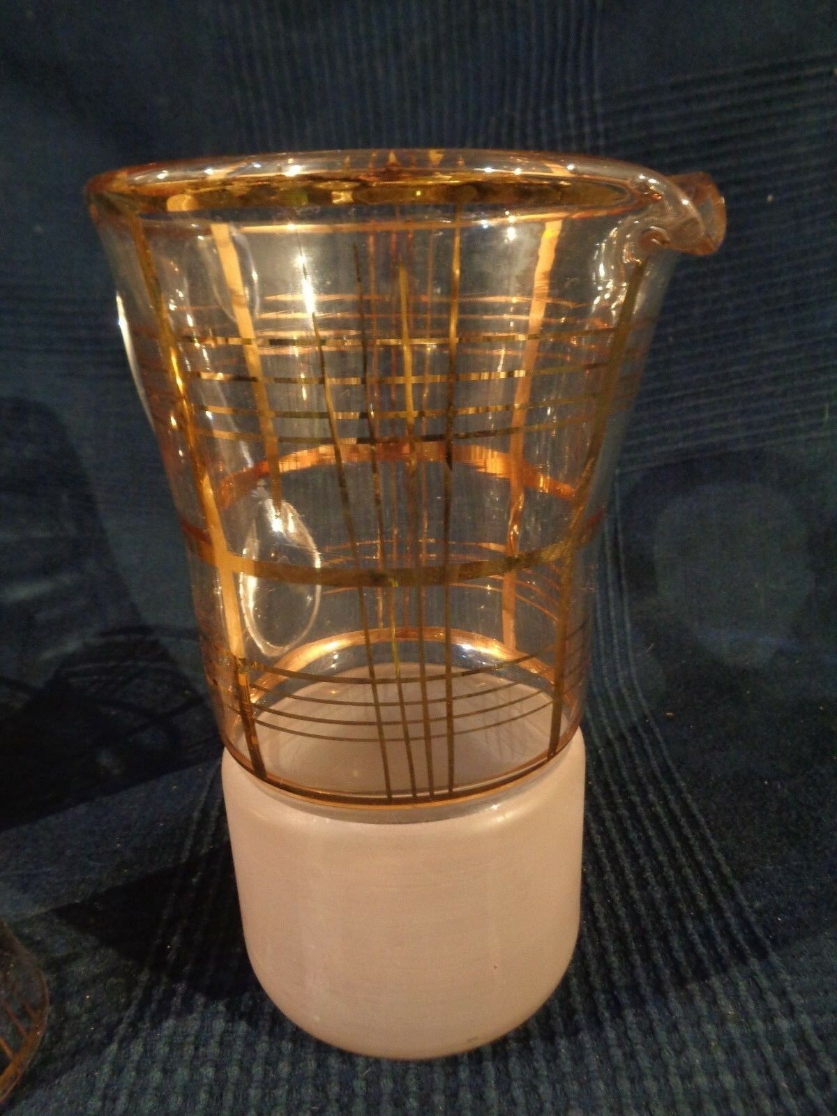 Carafe pitcher and crystal glass doree gilding old vintage gilding