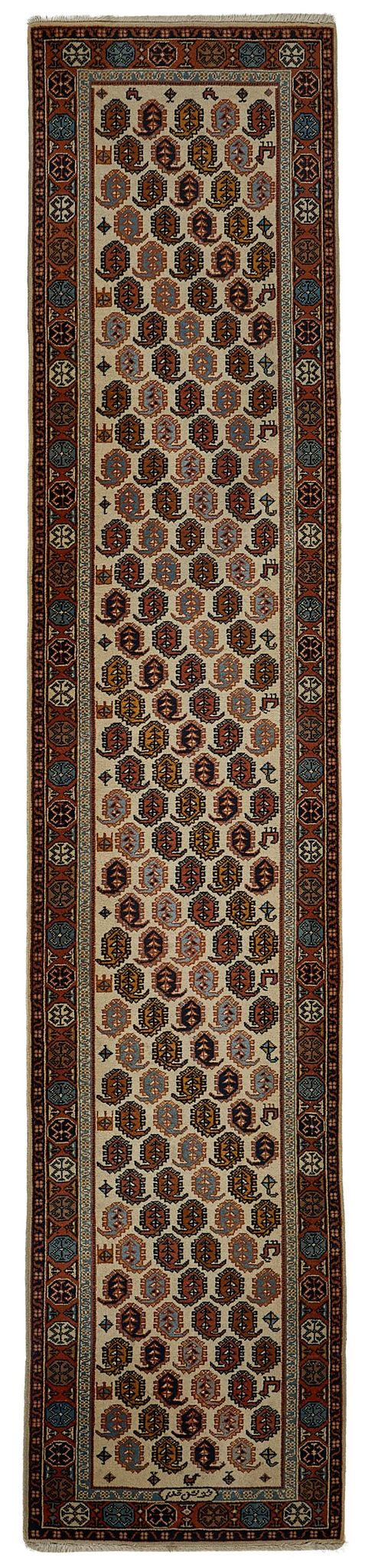 Tapis Oushak en laine noué à la main en Turquie 75 cm x 372 cm