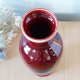 Large garnet colored ceramic vase