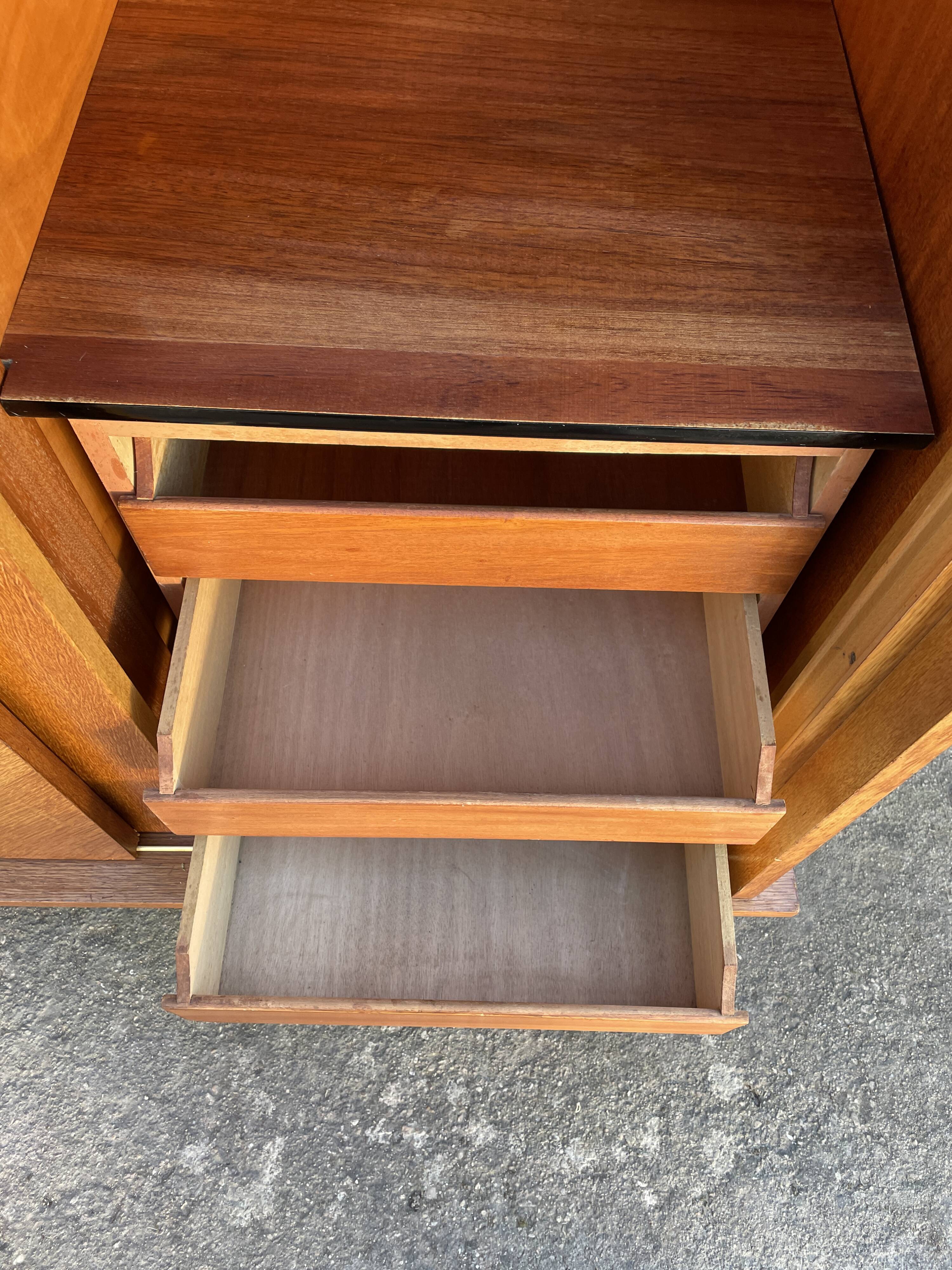 Light oak sliding door wardrobe, 1960