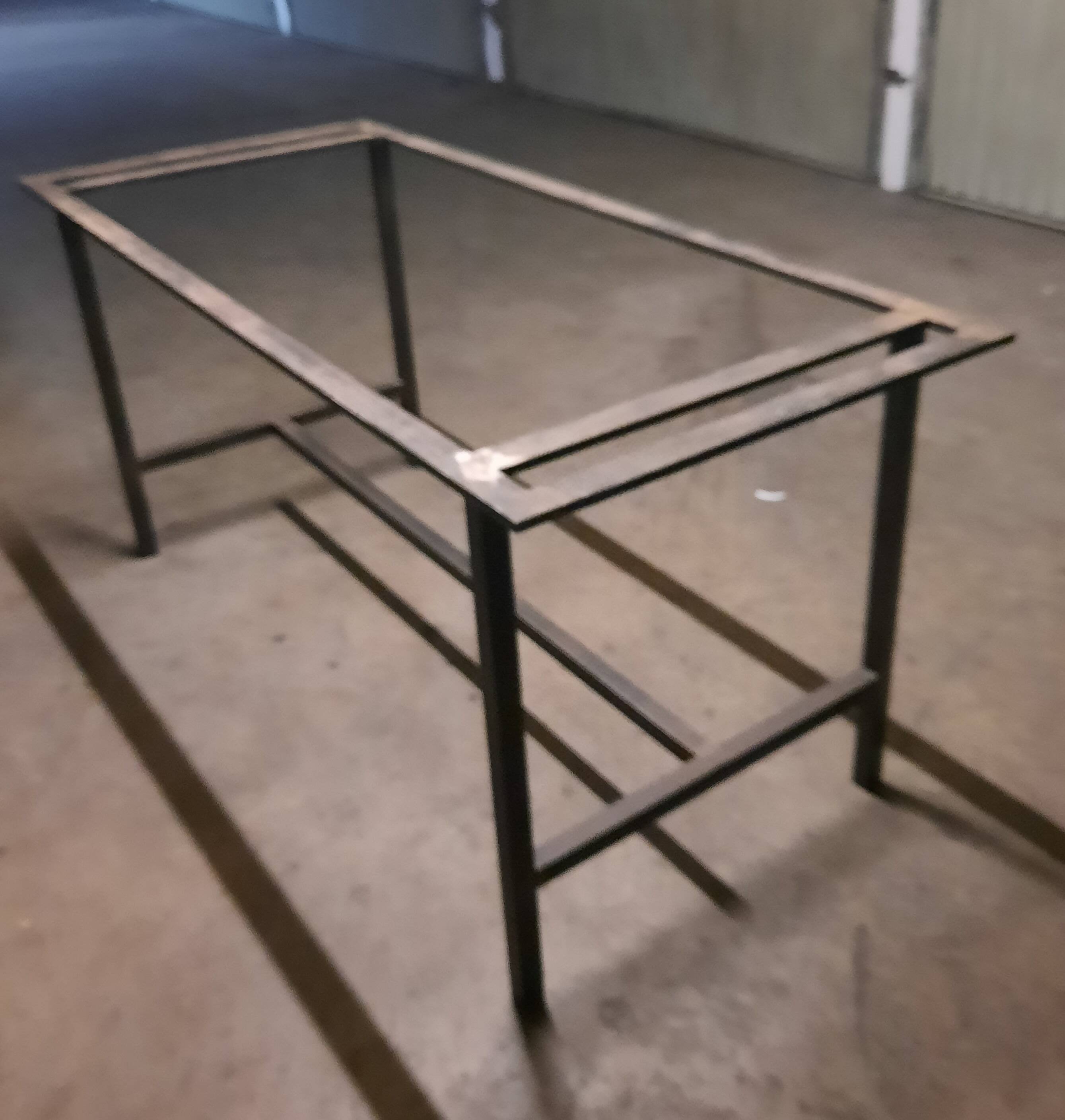 Rectangular steel and wood table