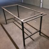 Rectangular steel and wood table