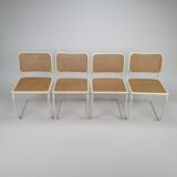 Set of 4 Tubular Frame and Cane Cantilever dining chairs, Italy, 1980s