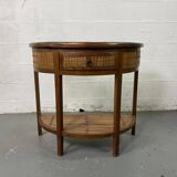 Side table in half-moon wood and bamboo