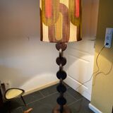 Brutalist Carved Wood Floor Lamp
