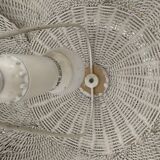 Mid-century French rattan wicker boho floor lamp, 1950s-1960s