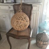 Vintage ball suspension rope and rattan