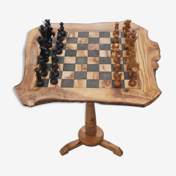 Table d'échecs en bois d'olivier