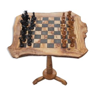 a large chess table made of olive wood