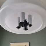 Mouth-blown 70's opaline pendant light from Limburg (Germany)